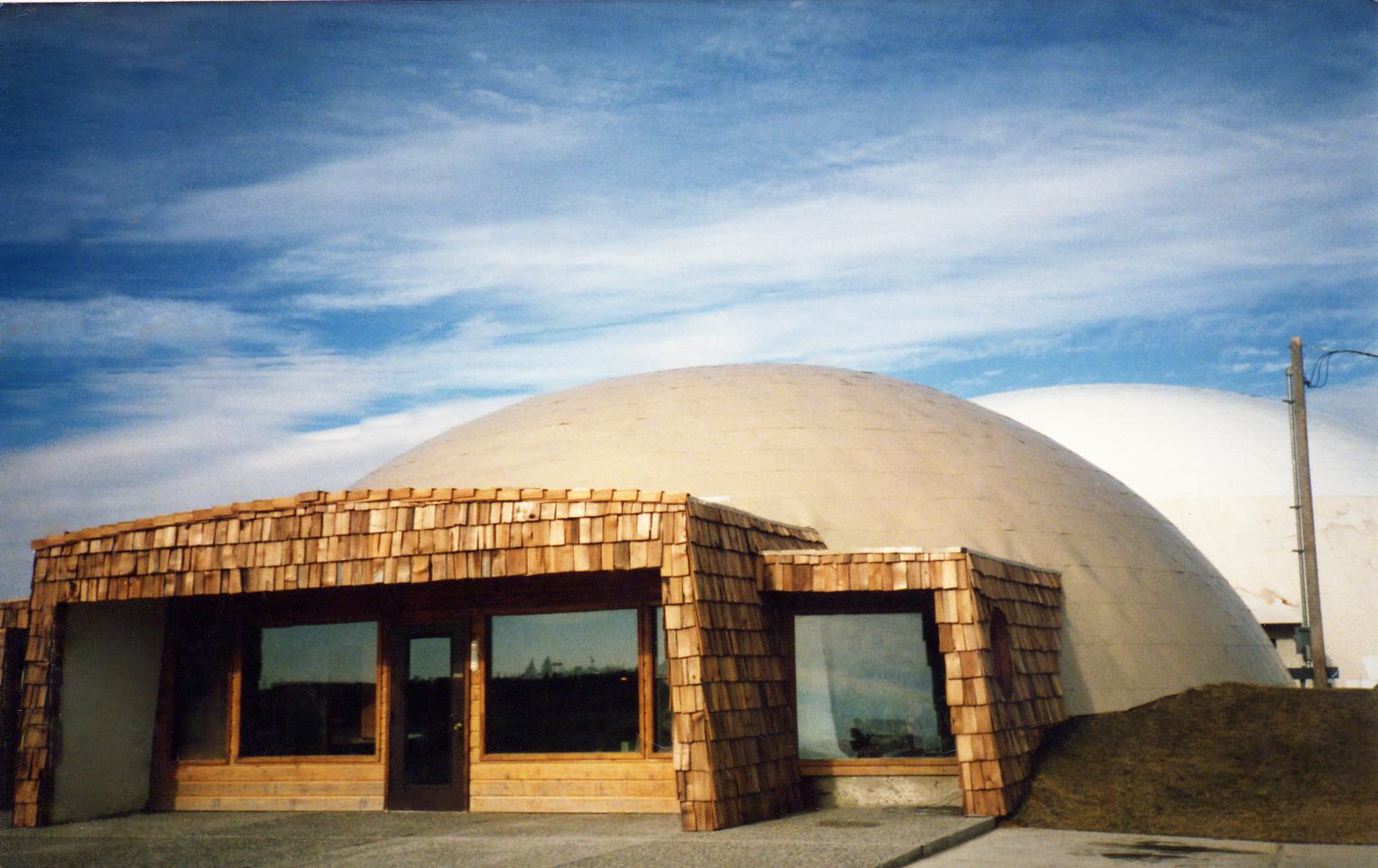 Monolithic's first Monolithic dome office building and shop in Idaho Falls, Idaho.